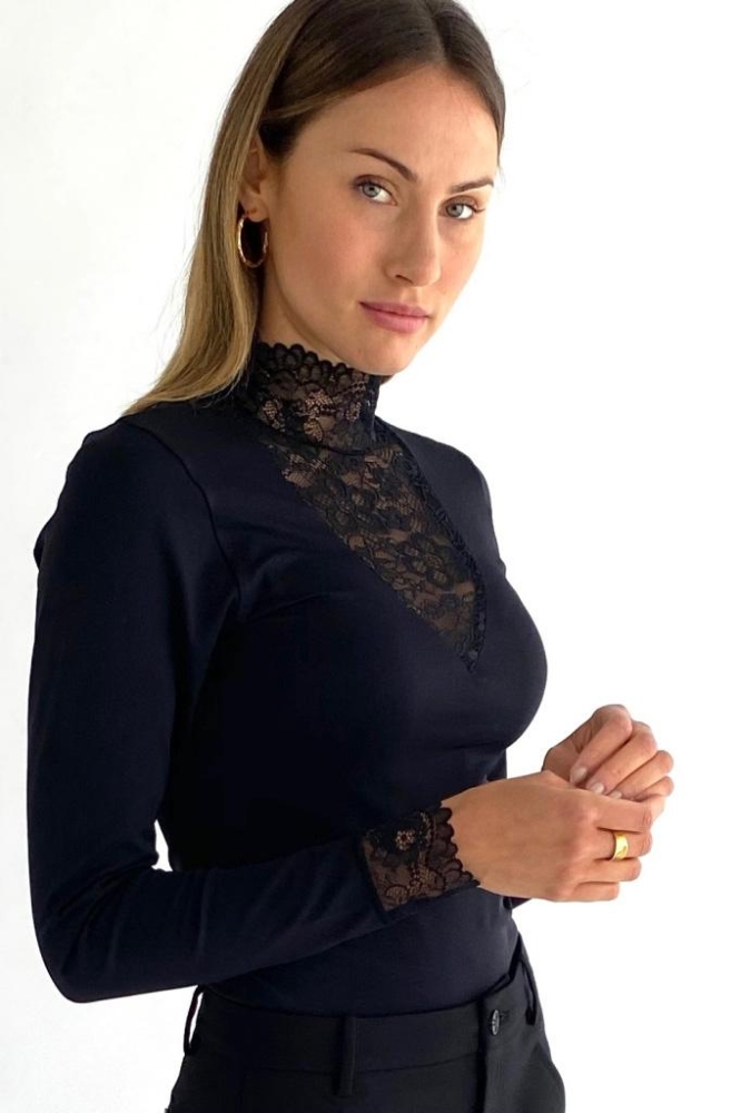 VANESSA V CUT BLOUSE MI3824 100 BLACK